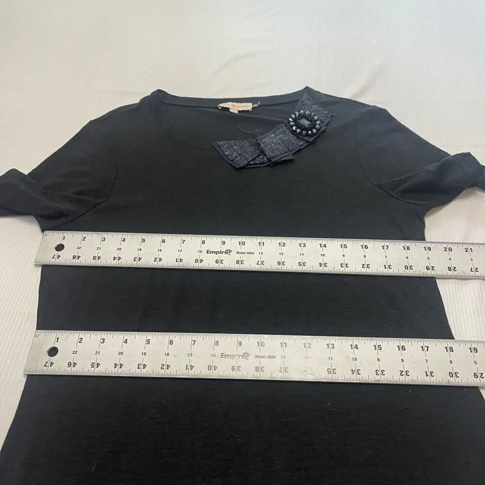 Tory Burch Black Blue Marcella Linen Top Size Large